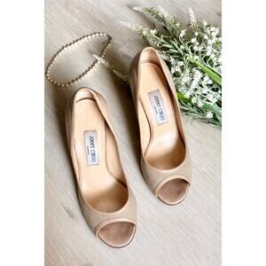 Jimmy Choo Nude Peep-Toe Heels